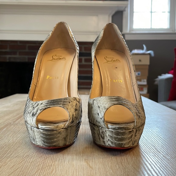 Louboutin Banana 140MM Watersnake Mango Natural - 40 - Picture 3 of 8